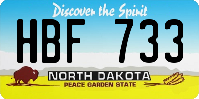 ND license plate HBF733