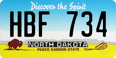 ND license plate HBF734