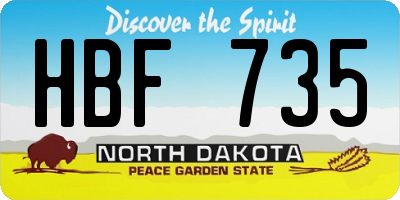 ND license plate HBF735