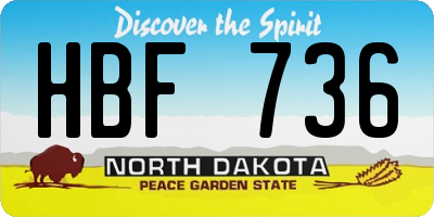 ND license plate HBF736