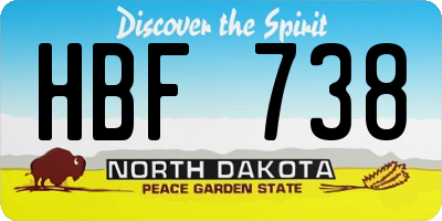 ND license plate HBF738