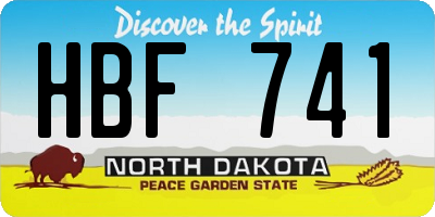 ND license plate HBF741
