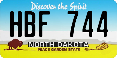 ND license plate HBF744