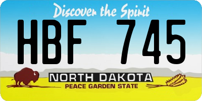 ND license plate HBF745