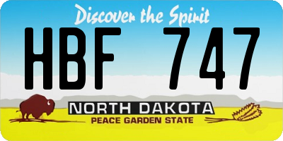 ND license plate HBF747