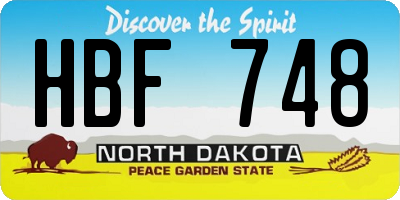 ND license plate HBF748
