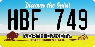 ND license plate HBF749