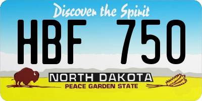 ND license plate HBF750