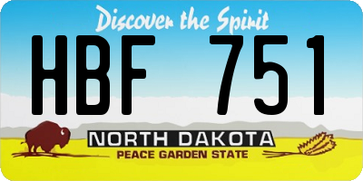 ND license plate HBF751