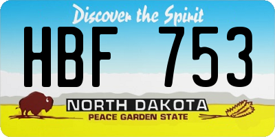 ND license plate HBF753