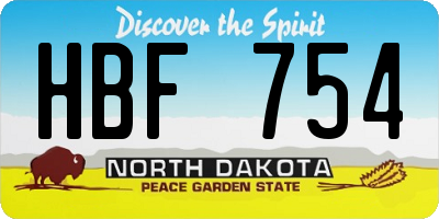 ND license plate HBF754