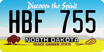 ND license plate HBF755