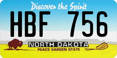 ND license plate HBF756