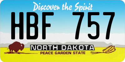 ND license plate HBF757