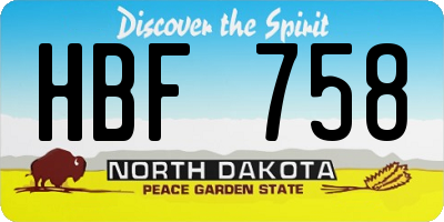 ND license plate HBF758