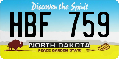 ND license plate HBF759