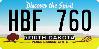 ND license plate HBF760
