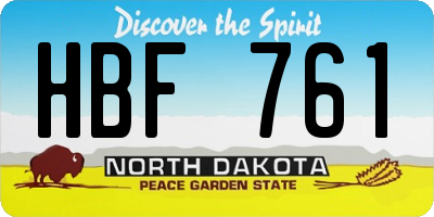 ND license plate HBF761