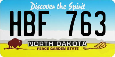 ND license plate HBF763