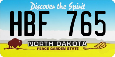 ND license plate HBF765