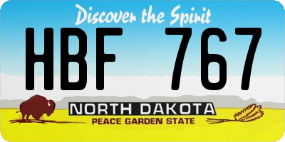 ND license plate HBF767
