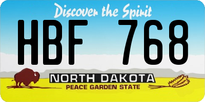 ND license plate HBF768