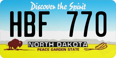 ND license plate HBF770