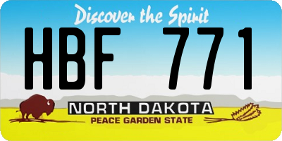ND license plate HBF771