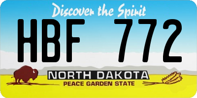ND license plate HBF772