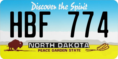 ND license plate HBF774