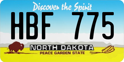 ND license plate HBF775