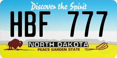 ND license plate HBF777