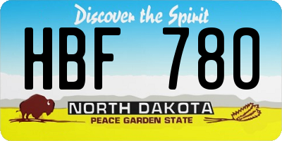 ND license plate HBF780