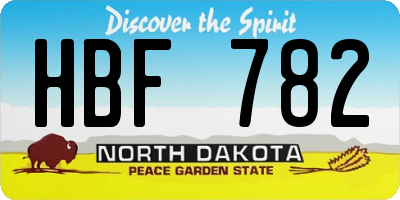 ND license plate HBF782