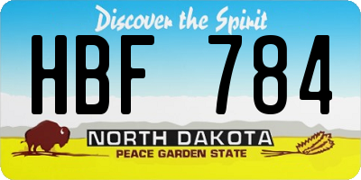 ND license plate HBF784