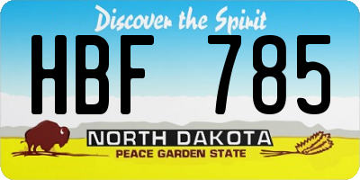 ND license plate HBF785