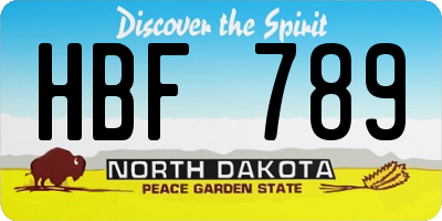 ND license plate HBF789
