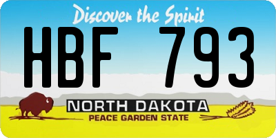 ND license plate HBF793