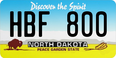 ND license plate HBF800