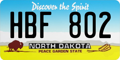 ND license plate HBF802