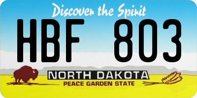 ND license plate HBF803