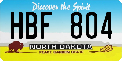 ND license plate HBF804