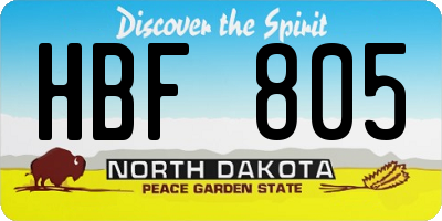 ND license plate HBF805