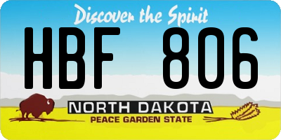 ND license plate HBF806