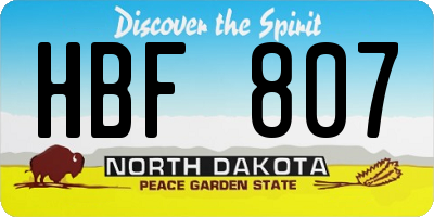 ND license plate HBF807