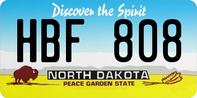 ND license plate HBF808