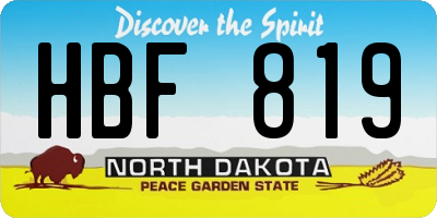 ND license plate HBF819