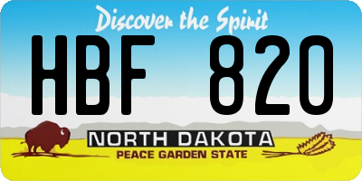 ND license plate HBF820