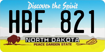 ND license plate HBF821