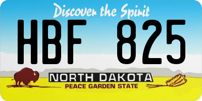 ND license plate HBF825